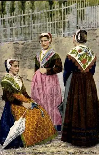 Ak Costumes de Savoie, Frauen in französischer Tracht