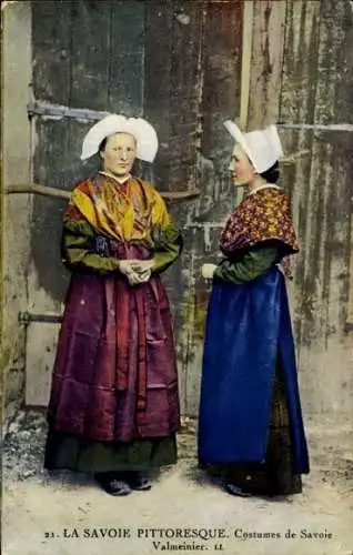 Ak Costumes de Savoie, Frauen in französischer Tracht, Valmeinier