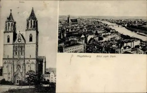 Ak Magdeburg an der Elbe, Blick zum und vom Dom