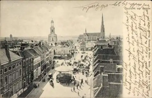 Ak Breda Nordbrabant Niederlande, Teilansicht, Platz, Kirche