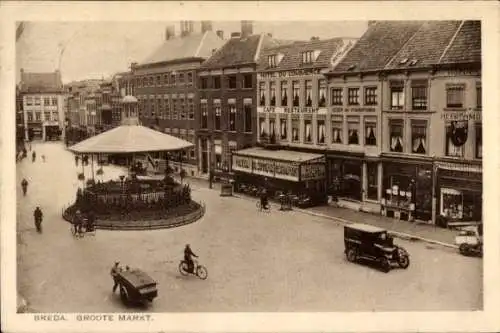 Ak Breda Nordbrabant Niederlande, BREDA. GROOTE MARKT.
HOTEL DU COMMERCE
HOLDERS
CAFE
RESTAURANT