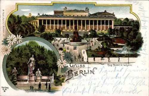 Litho Berlin, Königl. Museum im Lustgarten, Albrecht II. Denkmal