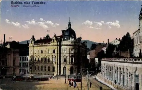 Ak Bielsko Biała Bielitz Biala Oberschlesien, Theaterplatz