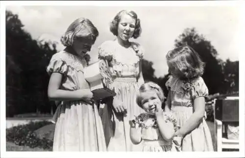 Ak Beatrix, Irene, Margriet und Marijke der Niederlande, Geburtstag Prinzessin Irene, 5. August 1950