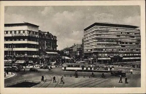 Ak Berlin Tiergarten, Potsdamer Platz, Columbushaus, Straßenbahn