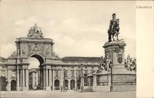 Ak Lisboa Lissabon Portugal, Triumphbogen, Denkmal