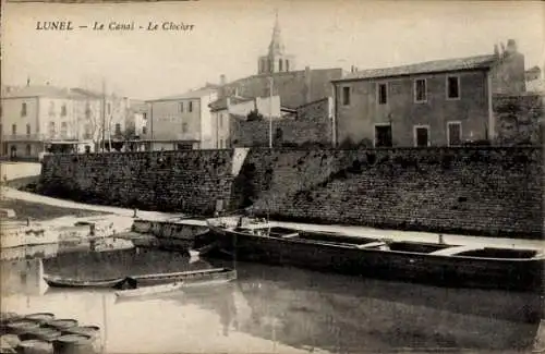 Ak Lunel Hérault,  Kanalansicht, Gebäude, Boote
