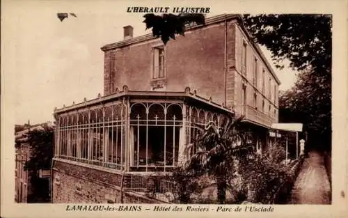 Ak Lamalou les Bains Hérault, Hotel des Rosiers, Parc de l'Usclade