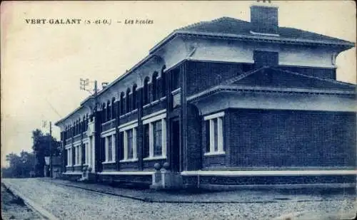 Ak Vert Galant Seine Saint Denis, Schulgebäude, Straße, Baumreihe,  Architektur