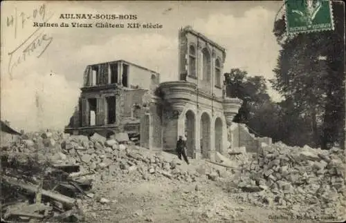 Ak Aulnay sous Bois Seine Saint Denis, Ruines du Vieux Chateau XIIe siecle, Trümmer