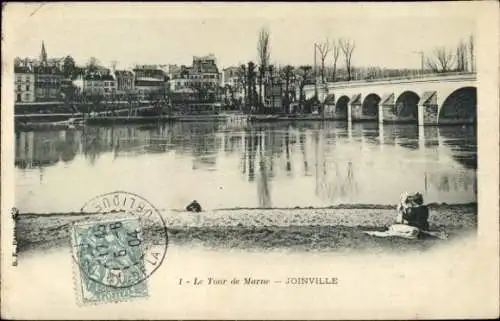 Ak Joinville le Pont Val de Marne, Le Tour de Marne, Flussansicht, Gebäude im Hintergrund