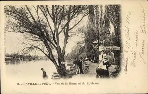 Ak Joinville le Pont Val de Marne, Marne, Robinson, Uferterrasse