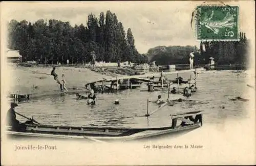 Ak Joinville le Pont Val de Marne, Baignades dans la Marne