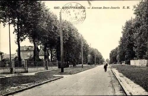 Ak Montfermeil Seine Saint Denis, Avenue Jean-Jaurès, Straße, Bäume, Fußgänger, Häuser