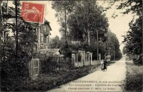 Ak Montfermeil Seine Saint Denis, Straße, Bäume, häusliche Architektur, Poststempel, Briefmarke
