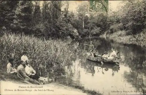 Ak Montfermeil Seine Saint Denis, Château de Maison-Rouge, Angler, Naturlandschaft am Teich