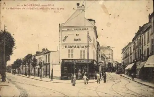 Ak Montreuil sous Bois Seine Saint Denis, Boulevard de l'Hotel de Ville, Rue du Pre