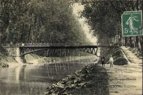 Ak Neuilly sur Marne Seine Saint Denis, Brücke, Chelles