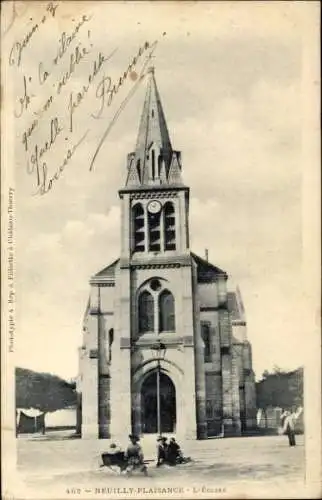 Ak Neuilly Plaisance Seine Saint Denis, Kirche, Turmuhr