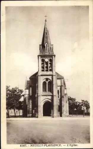 Ak Neuilly Plaisance Seine Saint Denis, Kirche, Turmuhr