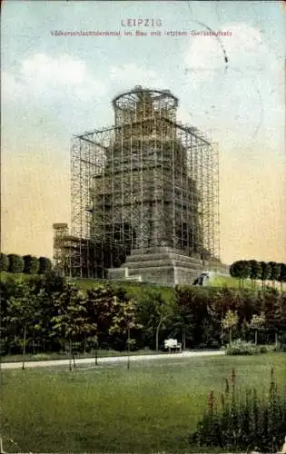 Ak Leipzig in Sachsen, Völkerschlachtdenkmal im Bau