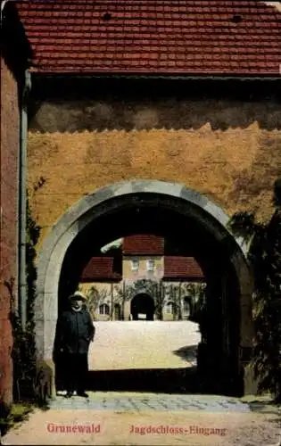 Ak Berlin Wilmersdorf Grunewald, Eingang zum Jagdschloss