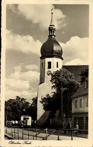 Ak Olbernhau im Erzgebirge, Kirchturm, Wolken, Straße, Gebäude,  von Olbernhau