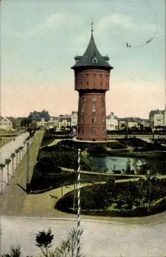 Ak Nordseebad Cuxhaven, Bahnhofstraße und Wasserturm