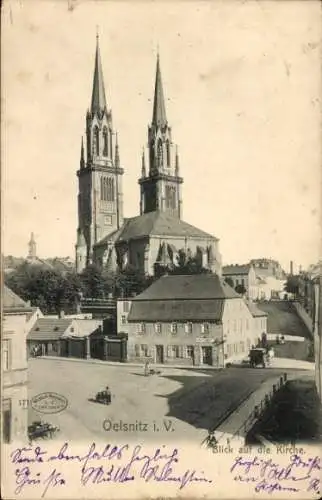 Ak Oelsnitz im Vogtland, Blick auf die Kirche