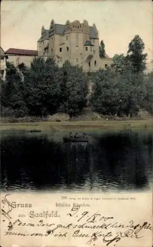 Ak Saalfeld an der Saale Thüringen, Burgansicht, Wasserblick,  von  Grüße