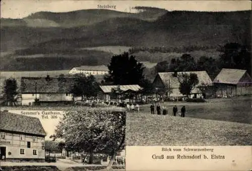 Ak Rehnsdorf Elstra Oberlausitz, Semmer's Gasthaus, Blick vom Schwarzenberg, Steinberg