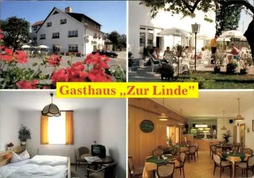 Ak Lehndorf Braunschweig in Niedersachsen, Gasthaus Zur Linde, Hotelzimmer, Garten, Restaurant