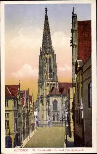 Ak Münster in Westfalen, Lambertikirche, Prinzipalmarkt,  Architektur, Stadtansicht