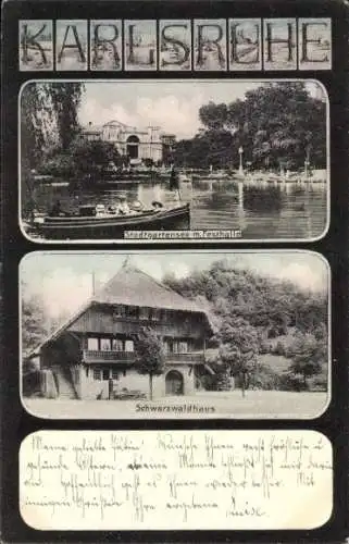 Ak Karlsruhe in Baden, Stadtgartensee, Schwarzwaldhaus