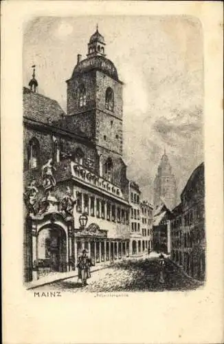 Ak Mainz am Rhein, Stadtansicht, Selstrasse,  Gebäude, Kirchturm