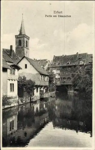 Ak Erfurt in Thüringen, Partie am Dämmchen, Flussansicht,  Architektur