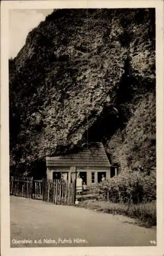 Ak Oberstein an der Nahe, Haus, Felsen, Zaun, Straße,  