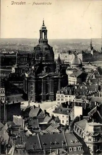 Ak Dresden Altstadt,  Frauenkirche, Sicht von oben,  Architektur