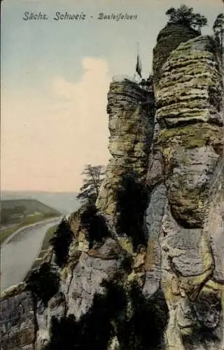 Ak Lohmen Sächsische Schweiz, Basteifelsen