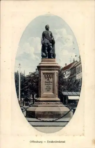 Ak Offenburg in Baden Schwarzwald, Drakedenkmal