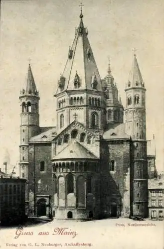 Ak Mainz am Rhein, Dom, Nordostansicht, Verlag G. L. Neuburger, Aschaffenburg