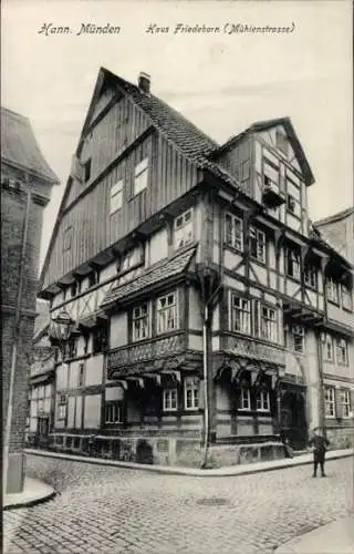 Ak Hann. Münden in Niedersachsen, Haus Friedeborn, Mühlenstraße, alte Architektur,  