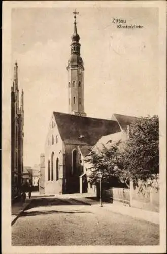 Ak Zittau in Sachsen, Klosterkirche, Stadtansicht, schwarz-weiß,  Architektur