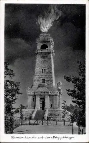 Ak Berlin Köpenick, Müggelberge, Bismarckwarte, Bismarckwarte, Aussichtspunkt, Turm, Winterlandsc