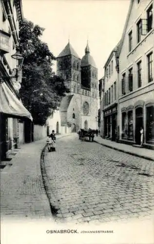 Ak Osnabrück in Niedersachsen, Johannisstraße,  Architektur, Pferdekutsche, Straßenszene