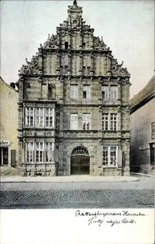 Ak Hameln an der Weser Niedersachsen, Rattenfängerhaus,  Fassade, farbig, erkennbares Gebäude