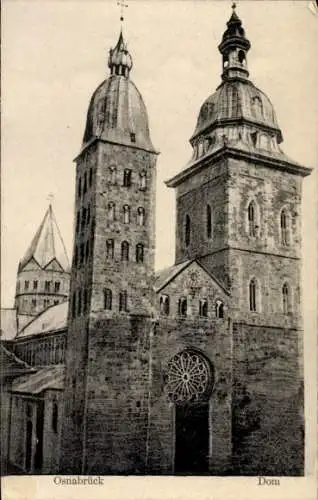 Ak Osnabrück in Niedersachsen, Dom,  Architektur, Türme, Fensterrose