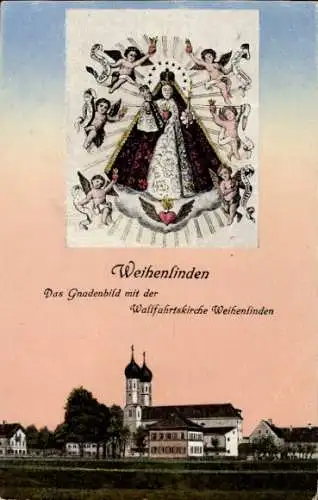 Ak Weihenlinden Bruckmühl in Oberbayern, Gnadenbild, Wallfahrtskirche