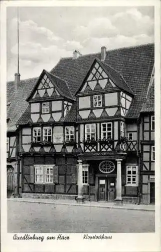 Ak Quedlinburg im Harz, Fachwerkhaus, Klopstockhaus,  Architektur
