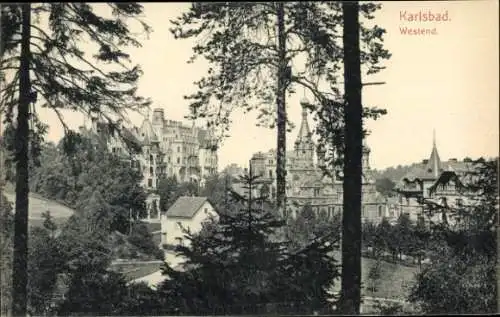 Ak Karlovy Vary Karlsbad Stadt, Westend, Panorama